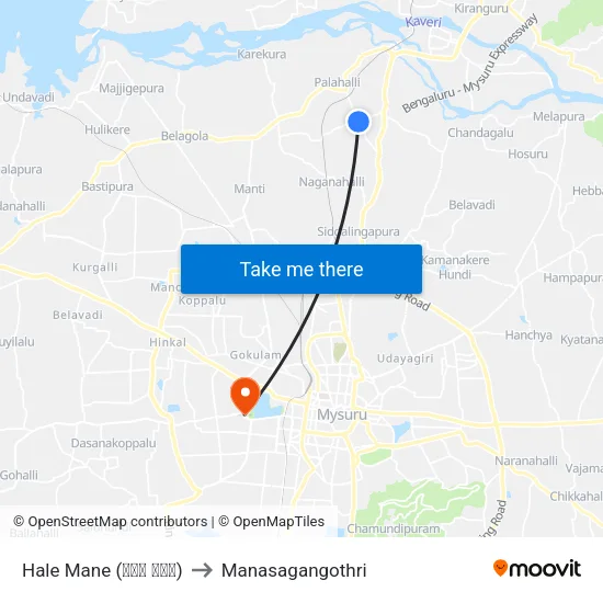 Hale Mane (ಹಳೇ ಮನೆ) to Manasagangothri map