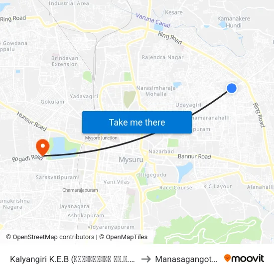 Kalyangiri K.E.B (ಕಲ್ಯಾಣಗಿರಿ ಕೆ.ಇ.ಬಿ) to Manasagangothri map