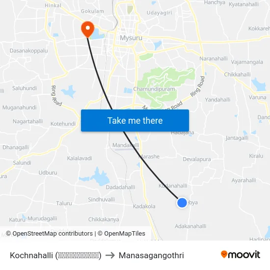Kochnahalli (ಕೊಚ್ಚನಹಳ್ಳಿ) to Manasagangothri map