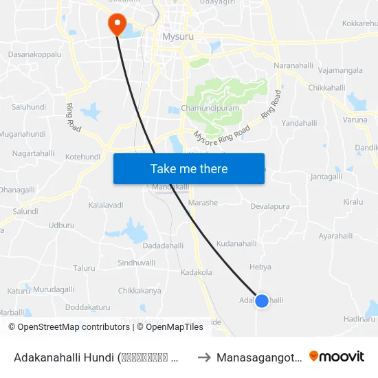Adakanahalli Hundi (ಅಡಕನಹಳ್ಳಿ ಹುಂಡಿ) to Manasagangothri map