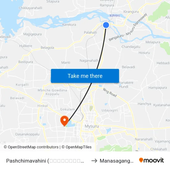 Pashchimavahini (ಪಶ್ಚಿಮವಾಹಿನಿ) to Manasagangothri map