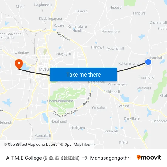 A.T.M.E College (ಎ.ಟಿ.ಎಂ.ಇ ಕಾಲೇಜು) to Manasagangothri map