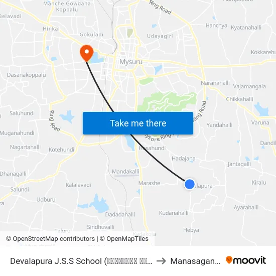 Devalapura J.S.S School (ದೇವಲಾಪುರ ಜೆ.ಎಸ್.ಎಸ್ ಶಾಲೆ) to Manasagangothri map