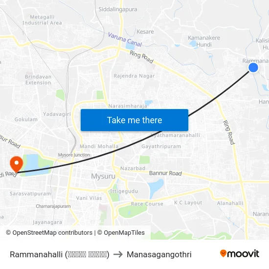 Rammanahalli (ರಮ್ಮನ ಹಳ್ಳಿ) to Manasagangothri map