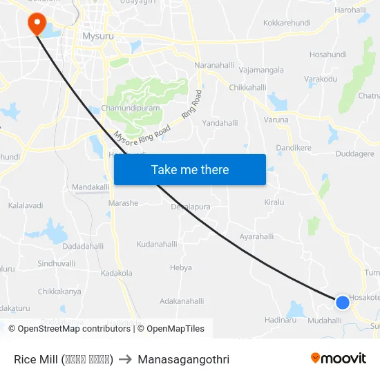 Rice Mill (ರೈಸ್ ಮಿಲ್) to Manasagangothri map
