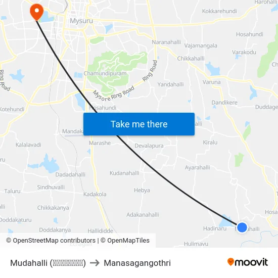 Mudahalli (ಮುದಹಳ್ಳಿ) to Manasagangothri map