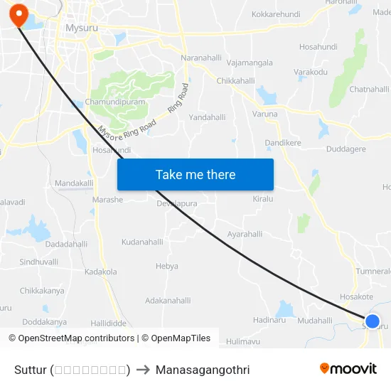 Suttur (ಸುತ್ತೂರು) to Manasagangothri map