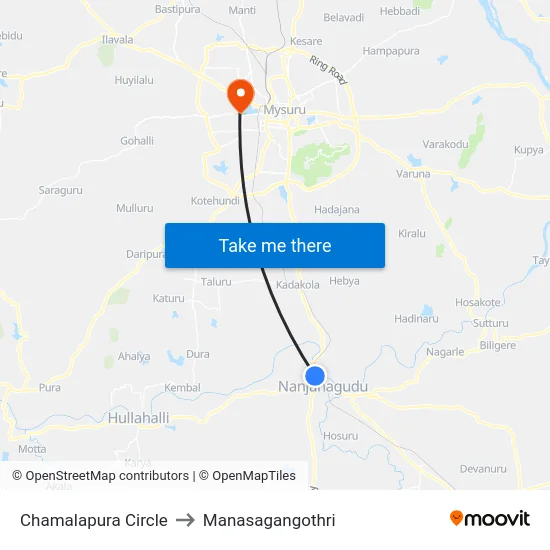 Chamalapura Circle to Manasagangothri map