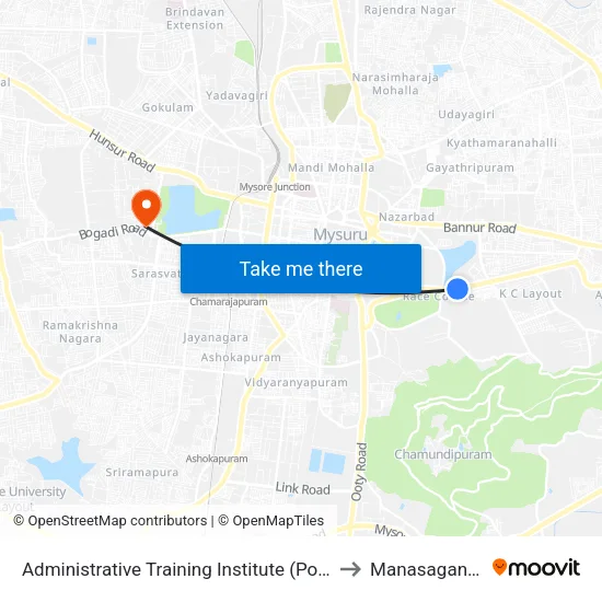 Administrative Training Institute (Police Bhavan) to Manasagangothri map