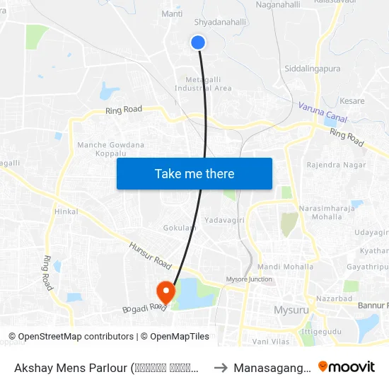 Akshay Mens Parlour (ಅಕ್ಷಯ್‌ ಮೆನ್ಸ್ ಪಾರ್ಲರ್) to Manasagangothri map