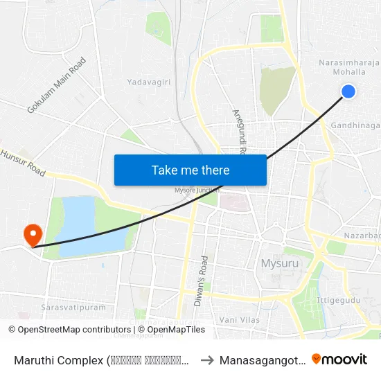 Maruthi Complex (ಮಾರುತಿ ಕಾಂಪ್ಲೆಕ್ಸ್) to Manasagangothri map