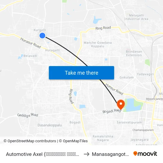 Automotive Axel (ಆಟೋಮೋಟೀವ್ ಆಕ್ಸಲ್) to Manasagangothri map