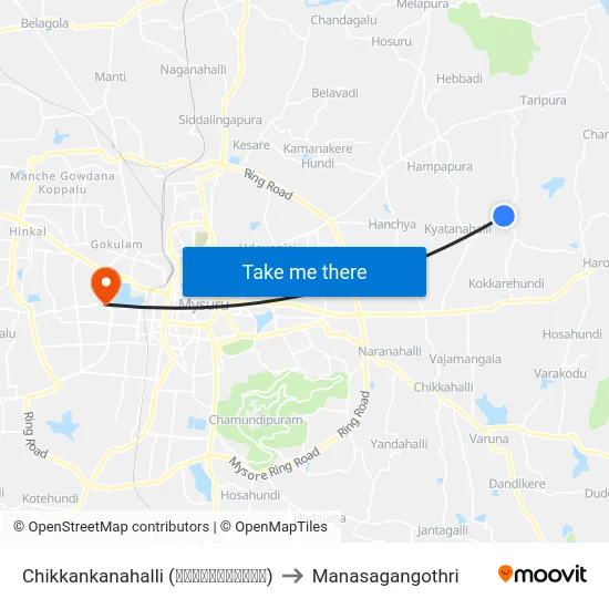 Chikkankanahalli (ಚಿಕ್ಕನಹಳ್ಳಿ) to Manasagangothri map