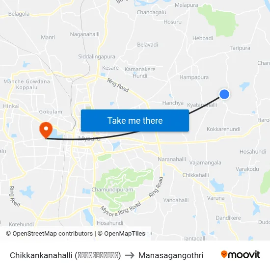 Chikkankanahalli (ಚಿಕ್ಕನಹಳ್ಳಿ) to Manasagangothri map
