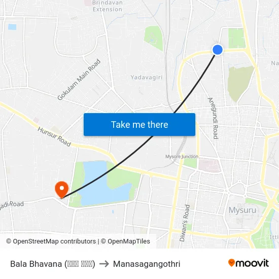 Bala Bhavana (ಬಾಲ ಭವನ) to Manasagangothri map