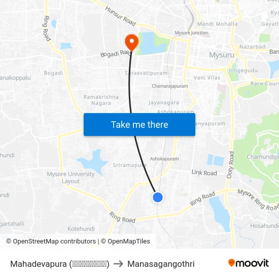 Mahadevapura (ಮಹಾದೇವಪುರ) to Manasagangothri map