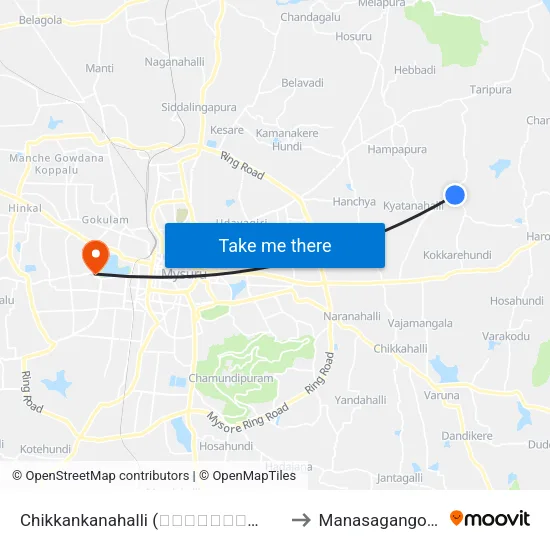 Chikkankanahalli (ಚಿಕ್ಕನಹಳ್ಳಿ) to Manasagangothri map
