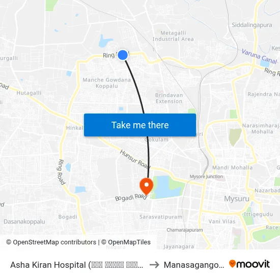 Asha Kiran Hospital (ಆಶಾ ಕಿರಣ್ ಆಸ್ಪತ್ರೆ) to Manasagangothri map