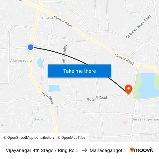 Vijayanagar 4th Stage / Ring Road to Manasagangothri map
