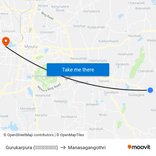 Gurukarpura (ಗುರುಕಾರಪುರ) to Manasagangothri map