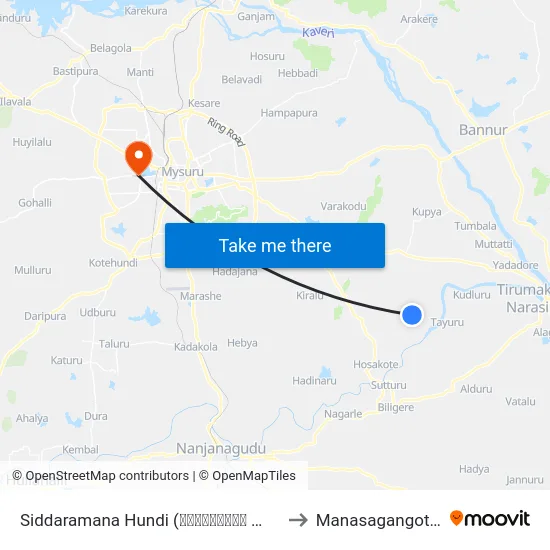 Siddaramana Hundi (ಸಿದ್ದರಾಮನ ಹುಂಡಿ) to Manasagangothri map