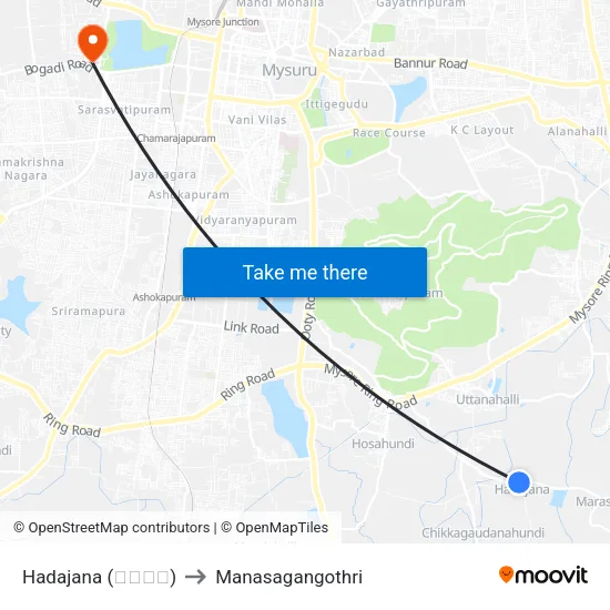 Hadajana (ಹಡಜನ) to Manasagangothri map