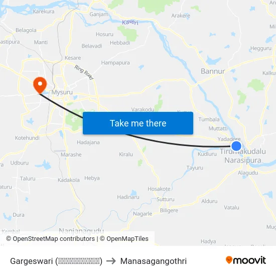 Gargeswari (ಗಾರ್ಗೇಶ್ವರಿ) to Manasagangothri map