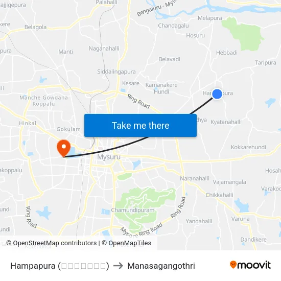 Hampapura (ಹಂಪಾಪುರ) to Manasagangothri map