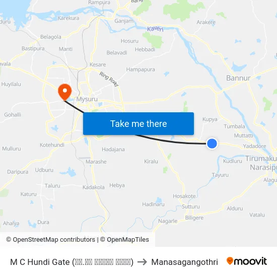 M C Hundi Gate (ಎಂ.ಸಿ ಹುಂಡಿ ಗೇಟ್) to Manasagangothri map