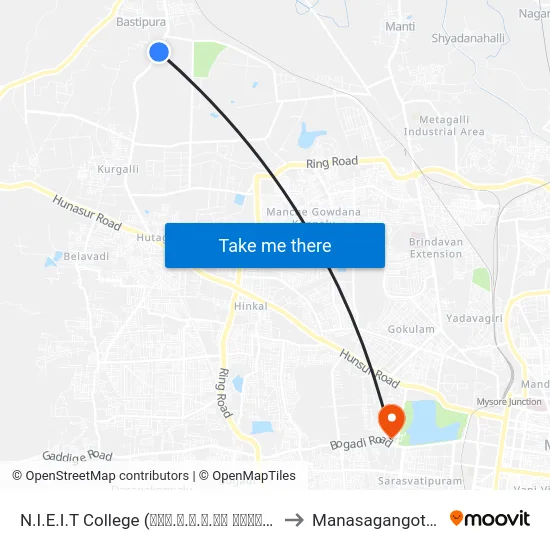 N.I.E.I.T College (ಎನ್.ಐ.ಇ.ಐ.ಟಿ ಕಾಲೇಜು) to Manasagangothri map