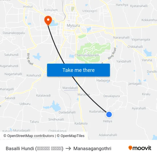 Basalli Hundi (ಬಸಳ್ಳಿ ಹುಂಡಿ) to Manasagangothri map