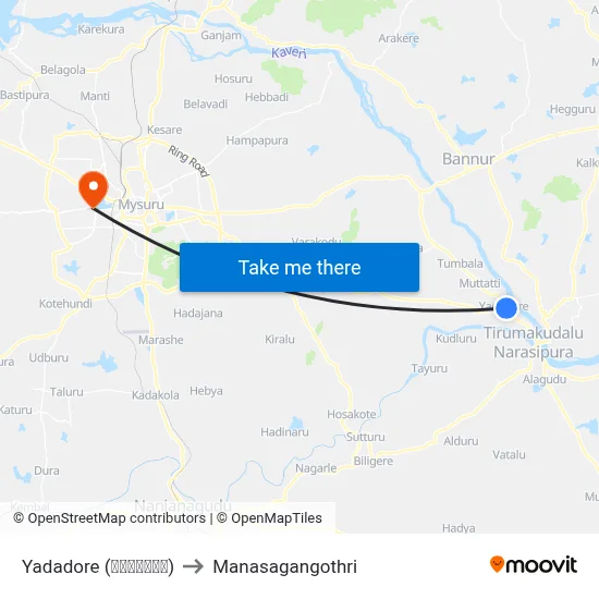 Yadadore (ಯಾದದೊರೆ) to Manasagangothri map