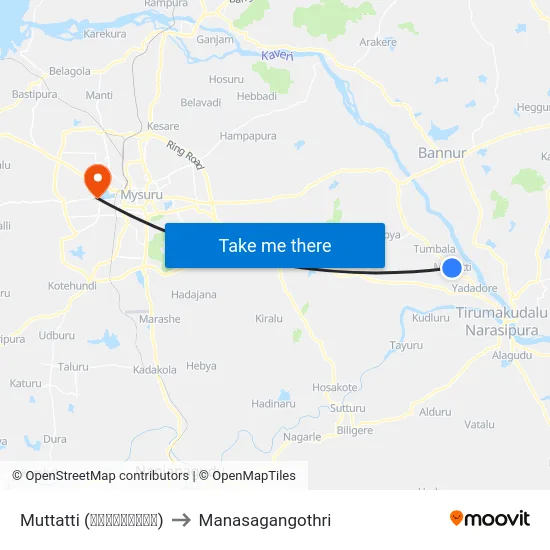 Muttatti (ಮುತ್ತತ್ತಿ) to Manasagangothri map