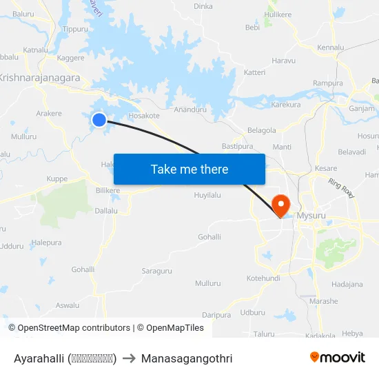 Ayarahalli (ಆಯರಹಳ್ಳಿ) to Manasagangothri map