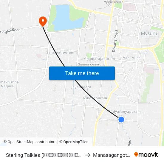 Sterling Talkies (ಸ್ಟೆರ್ಲಿಂಗ್ ಟಾಕೀಸ್) to Manasagangothri map