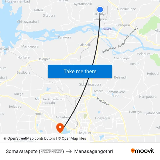 Somavarapete (ಸೋಮವಾರಪೇಟೆ) to Manasagangothri map