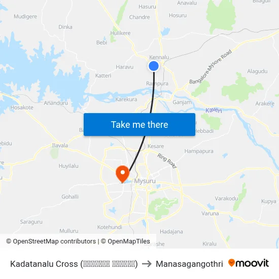 Kadatanalu Cross (ಕಡದತನಲು ಕ್ರಾಸ್) to Manasagangothri map