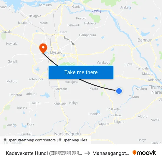 Kadavekatte Hundi (ಕಡವೇಕಟ್ಟೆ ಹುಂಡಿ) to Manasagangothri map
