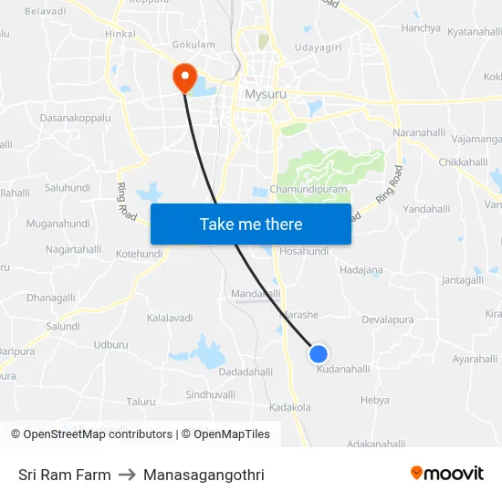 Sri Ram Farm to Manasagangothri map
