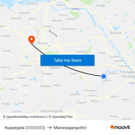 Kuppegala (ಕುಪ್ಪೇಗಾಲ) to Manasagangothri map