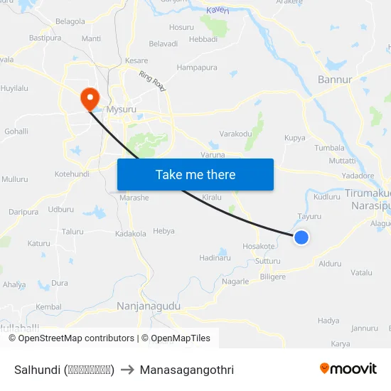 Salhundi (ಸಾಲಹುಂಡಿ) to Manasagangothri map