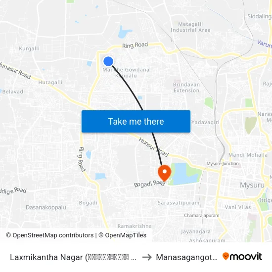 Laxmikantha Nagar (ಲಕ್ಷ್ಮೀಕಾಂತ ನಗರ) to Manasagangothri map