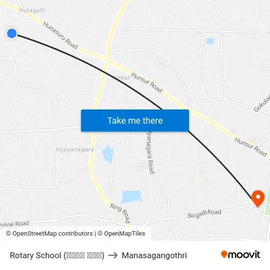 Rotary School (ರೋಟರಿ ಶಾಲೆ) to Manasagangothri map