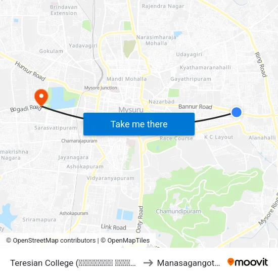 Teresian College (ಟೆರೇಸಿಯನ್ ಕಾಲೇಜು) to Manasagangothri map