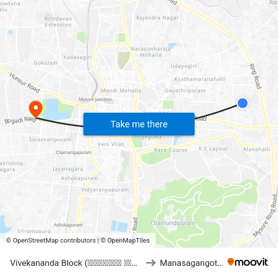 Vivekananda Block (ವಿವೇಕಾನಂದ ಬ್ಲಾಕ್) to Manasagangothri map