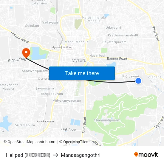 Helipad (ಹೆಲಿಪ್ಯಾಡ್) to Manasagangothri map
