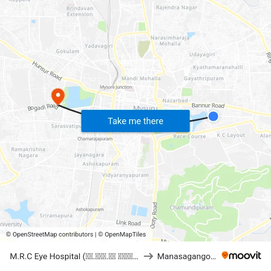 M.R.C Eye Hospital (ಎಂ.ಆರ್.ಸಿ ನೇತ್ರಾಲಯ) to Manasagangothri map