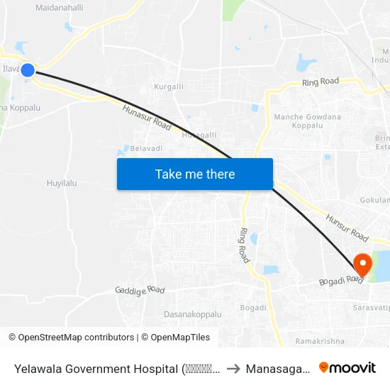 Yelawala Government Hospital (ಇಲವಾಲ ಸರ್ಕಾರಿ ಆಸ್ಪತ್ರೆ) to Manasagangothri map