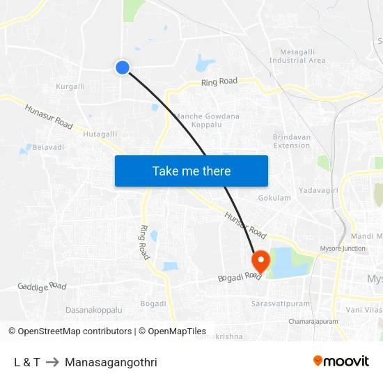 L & T to Manasagangothri map