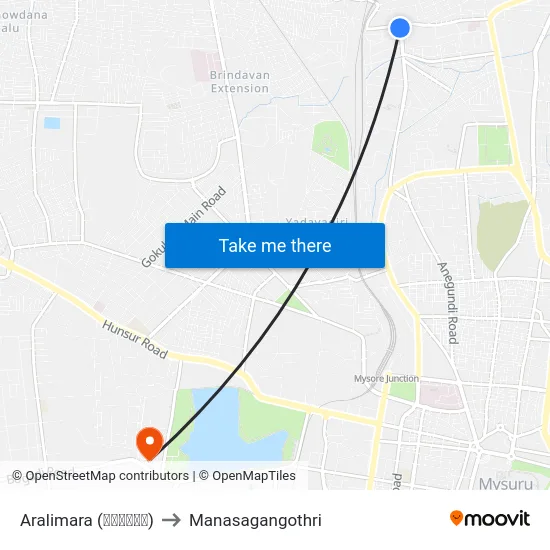 Aralimara (ಅರಳೀಮರ) to Manasagangothri map